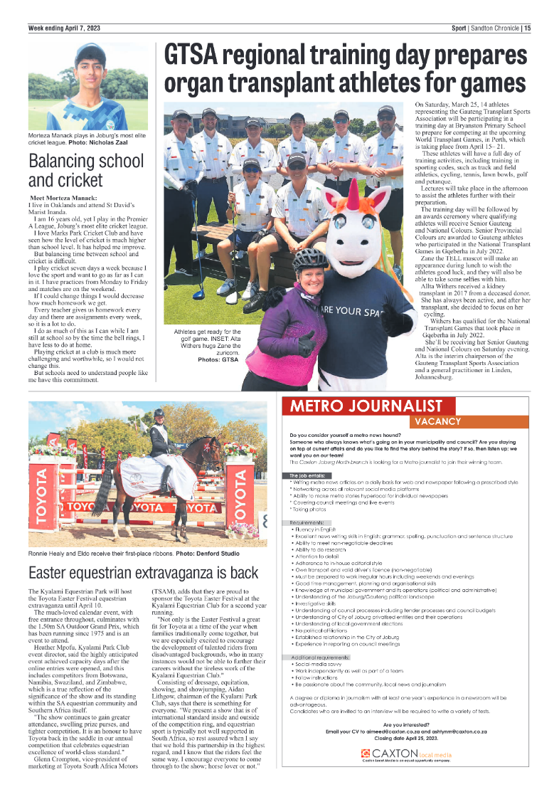 Sandton Chronicle 7 April 2023 page 15