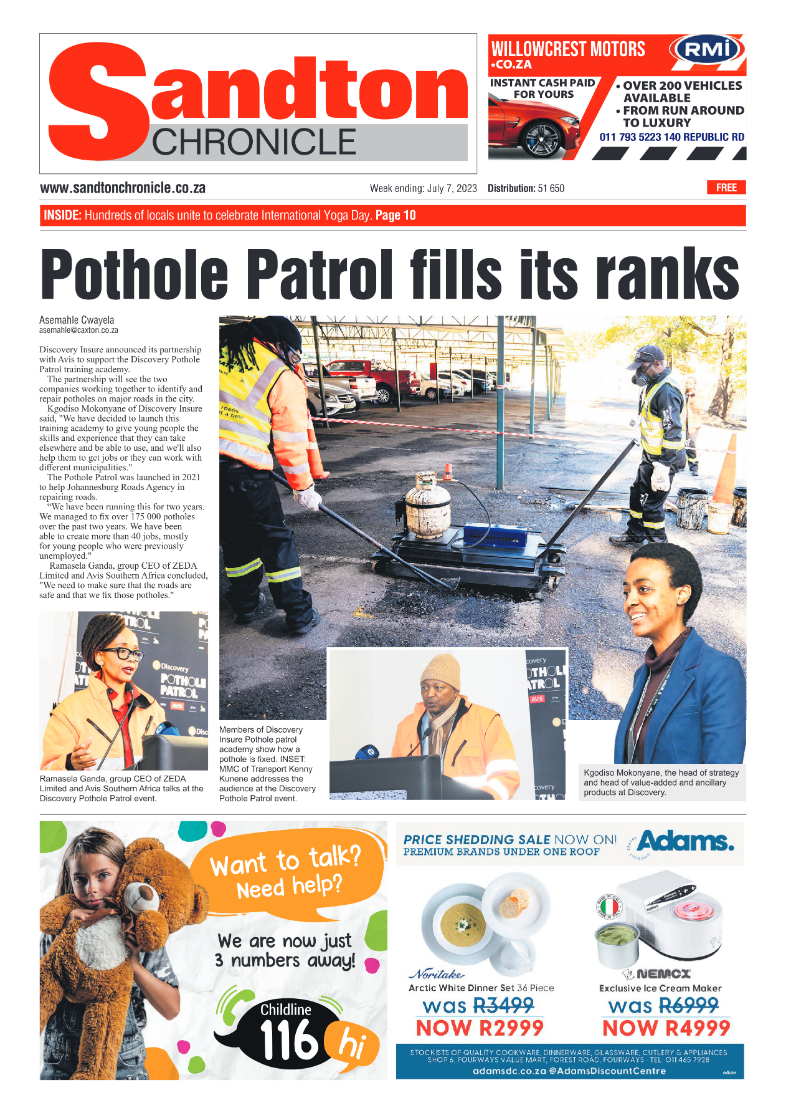 Sandton Chronicle 7 July 2023 page 1