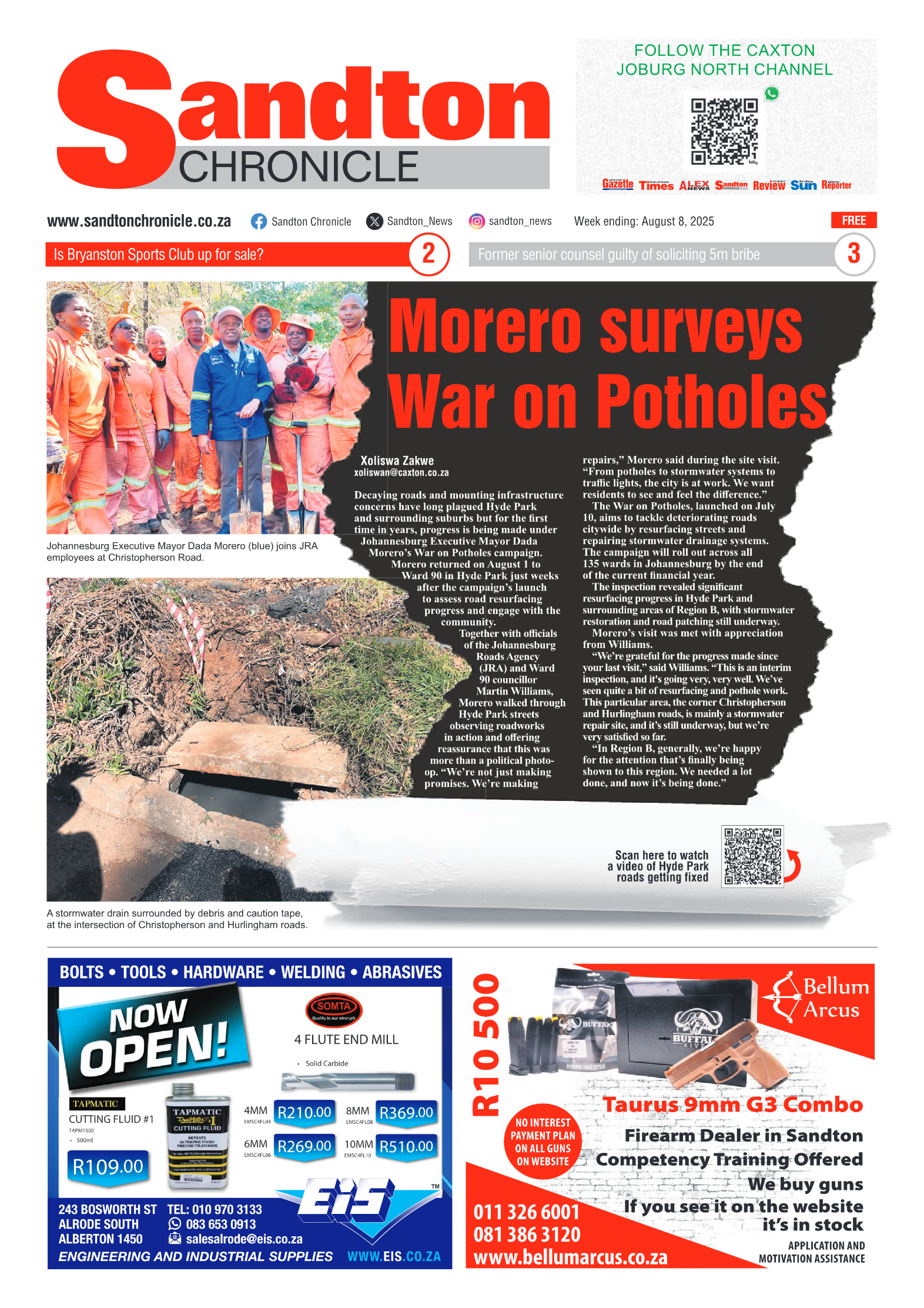 Sandton Chronicle 8 August 2025 page 1