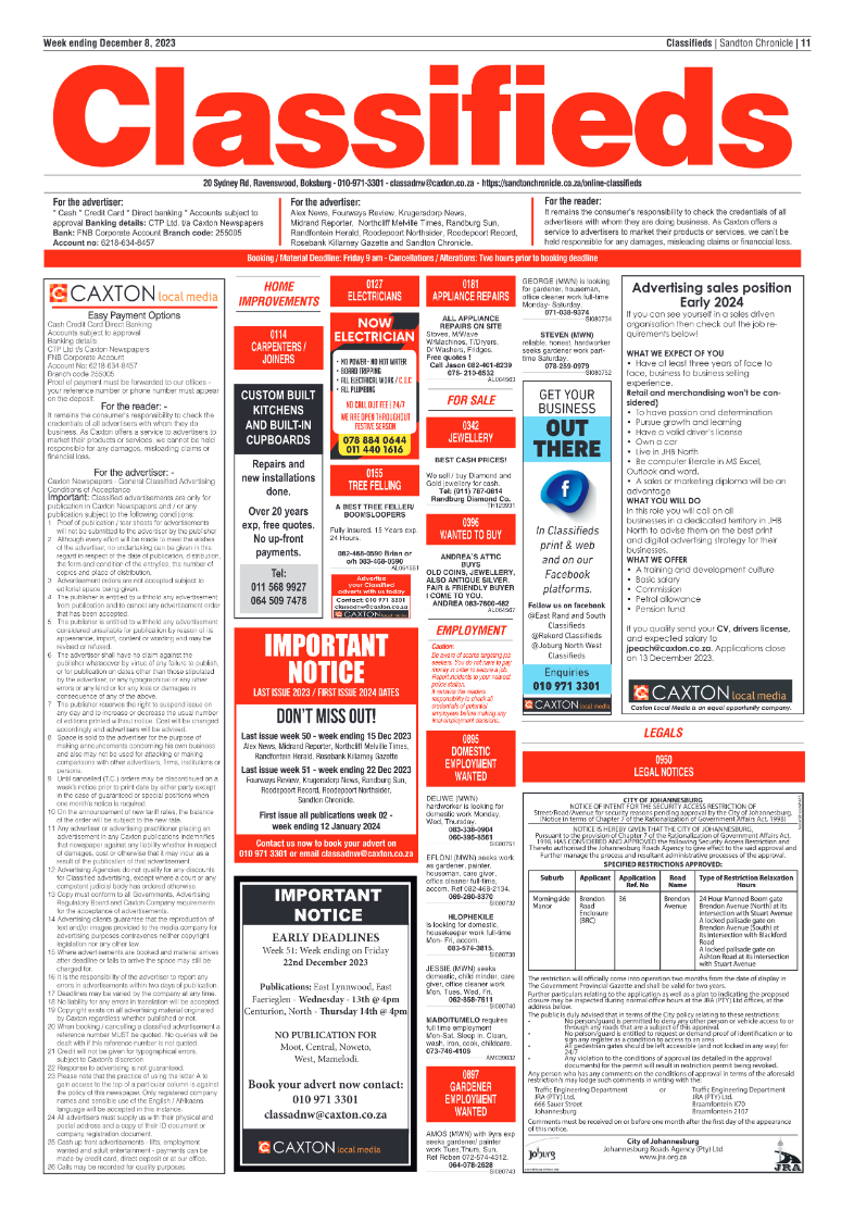 Sandton Chronicle 8 December 2023 page 11
