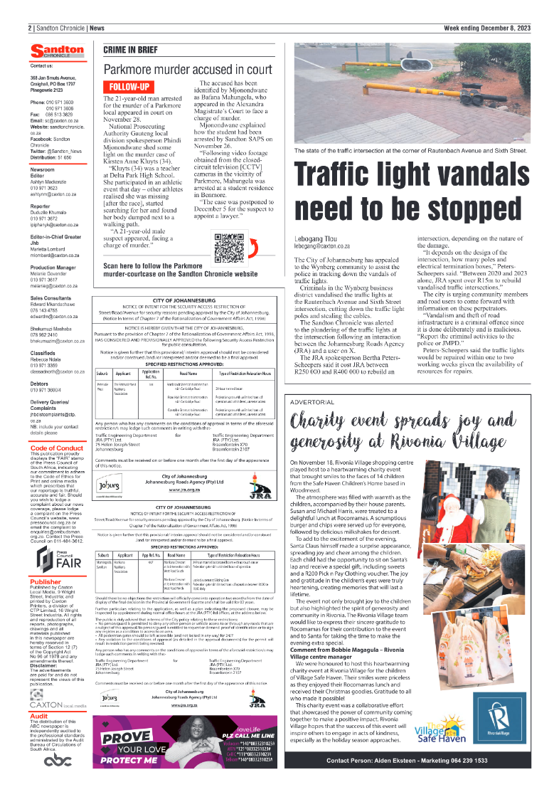 Sandton Chronicle 8 December 2023 page 2