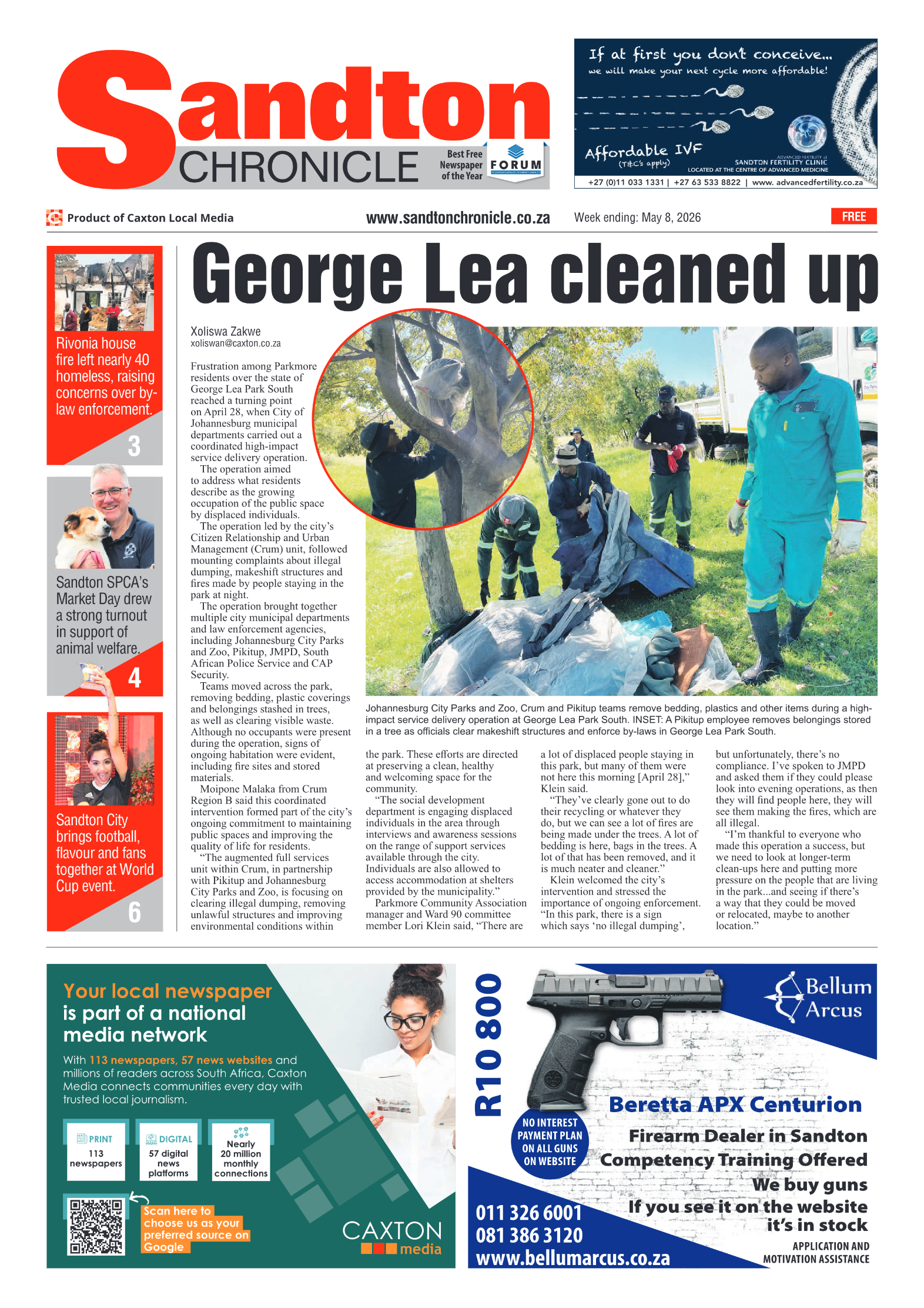 Sandton Chronicle 8 May 2026 page 1