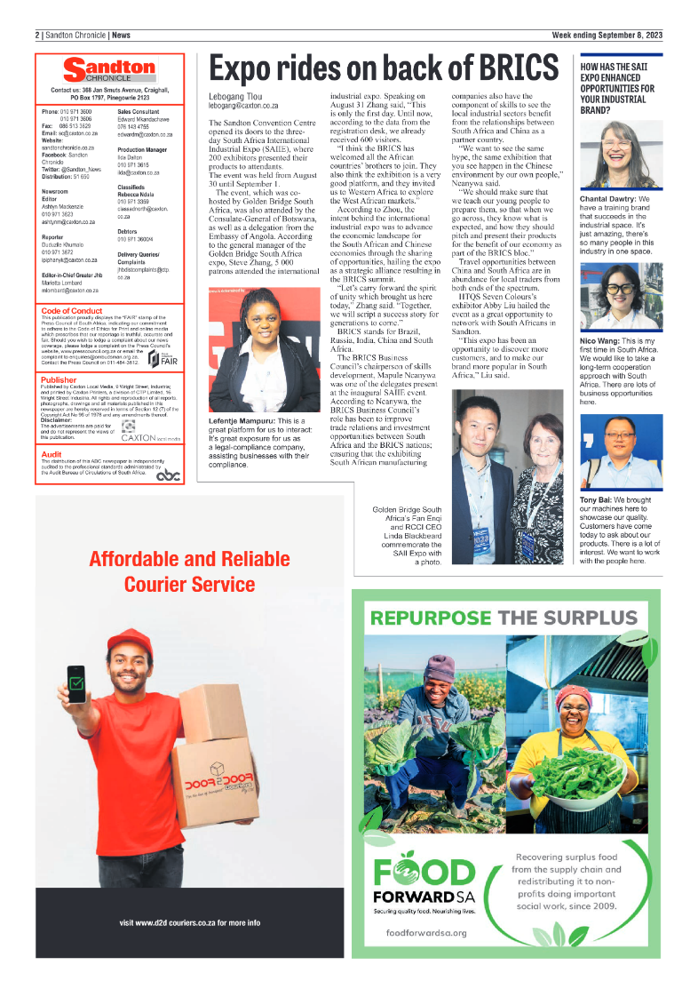 Sandton Chronicle 8 Sept 2023 page 2