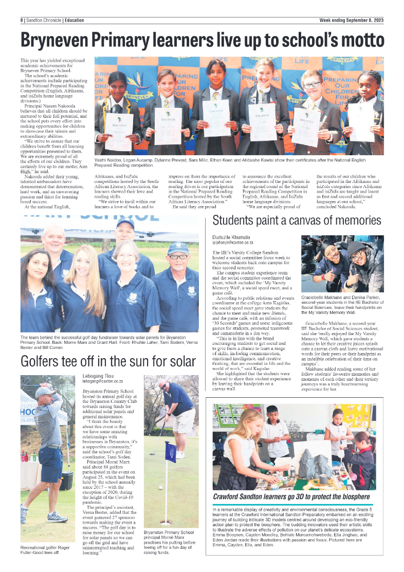 Sandton Chronicle 8 Sept 2023 page 8