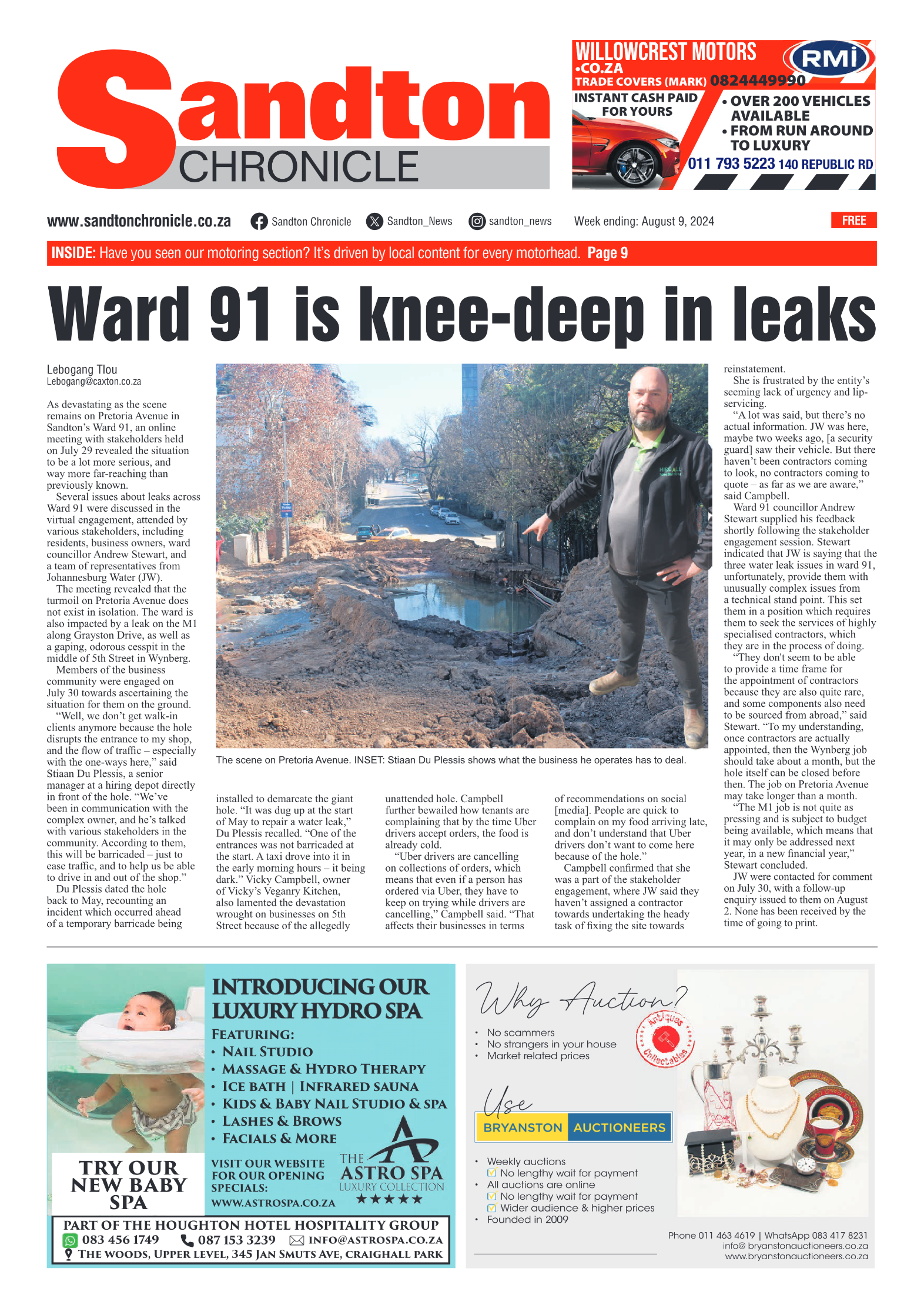 Sandton Chronicle 9 August 2024 page 1