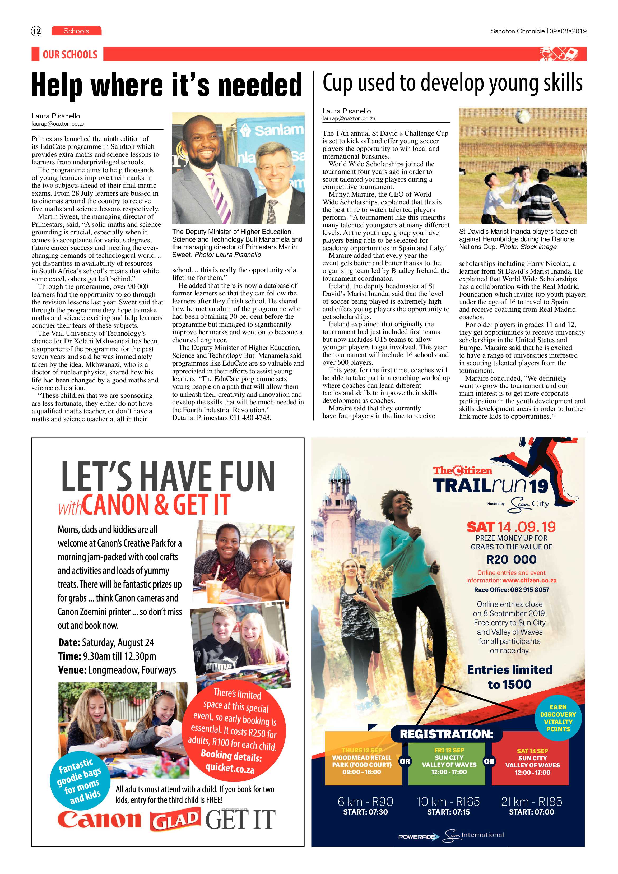 Sandton Chronicle 9 August, 2019 page 12