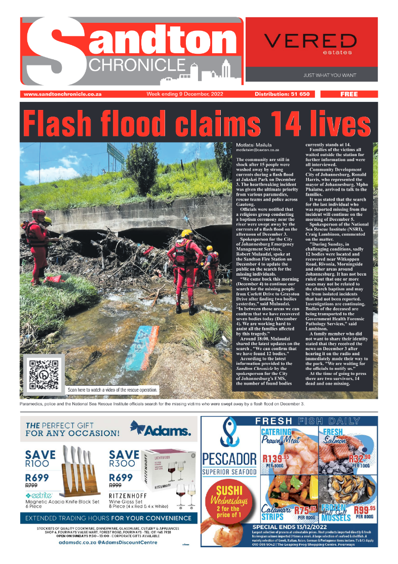 Sandton Chronicle 9 Dec 2022 page 1