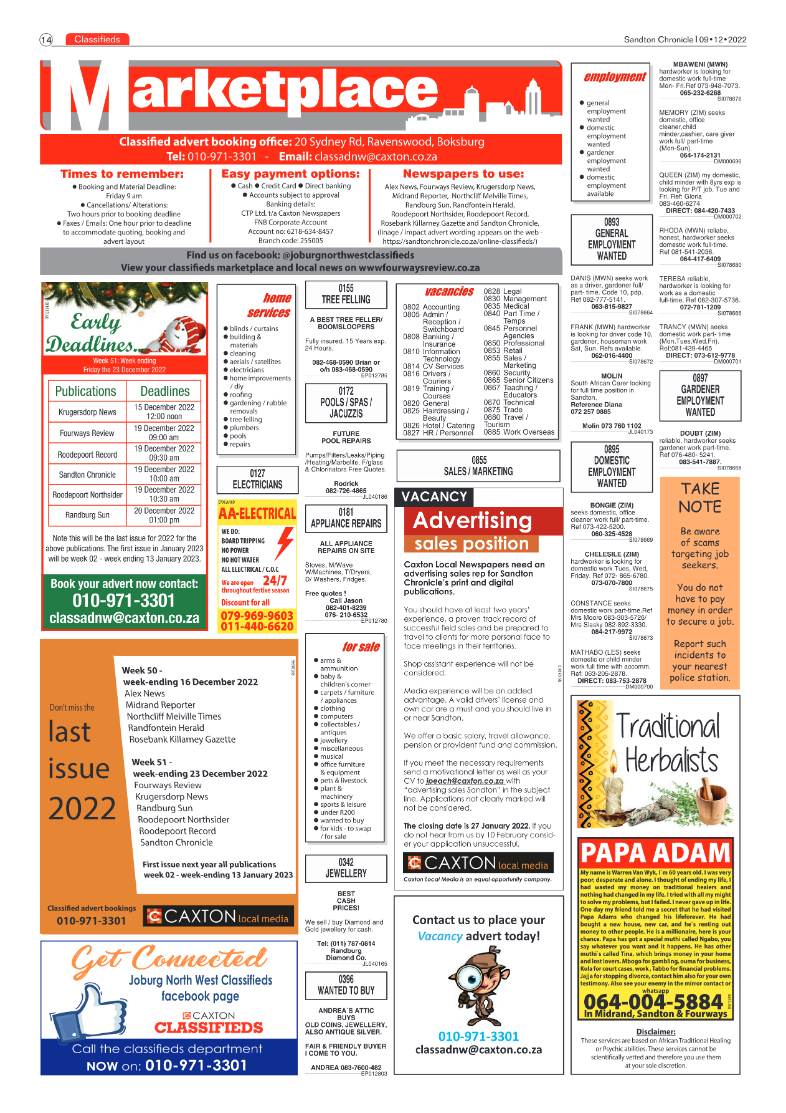 Sandton Chronicle 9 Dec 2022 page 14