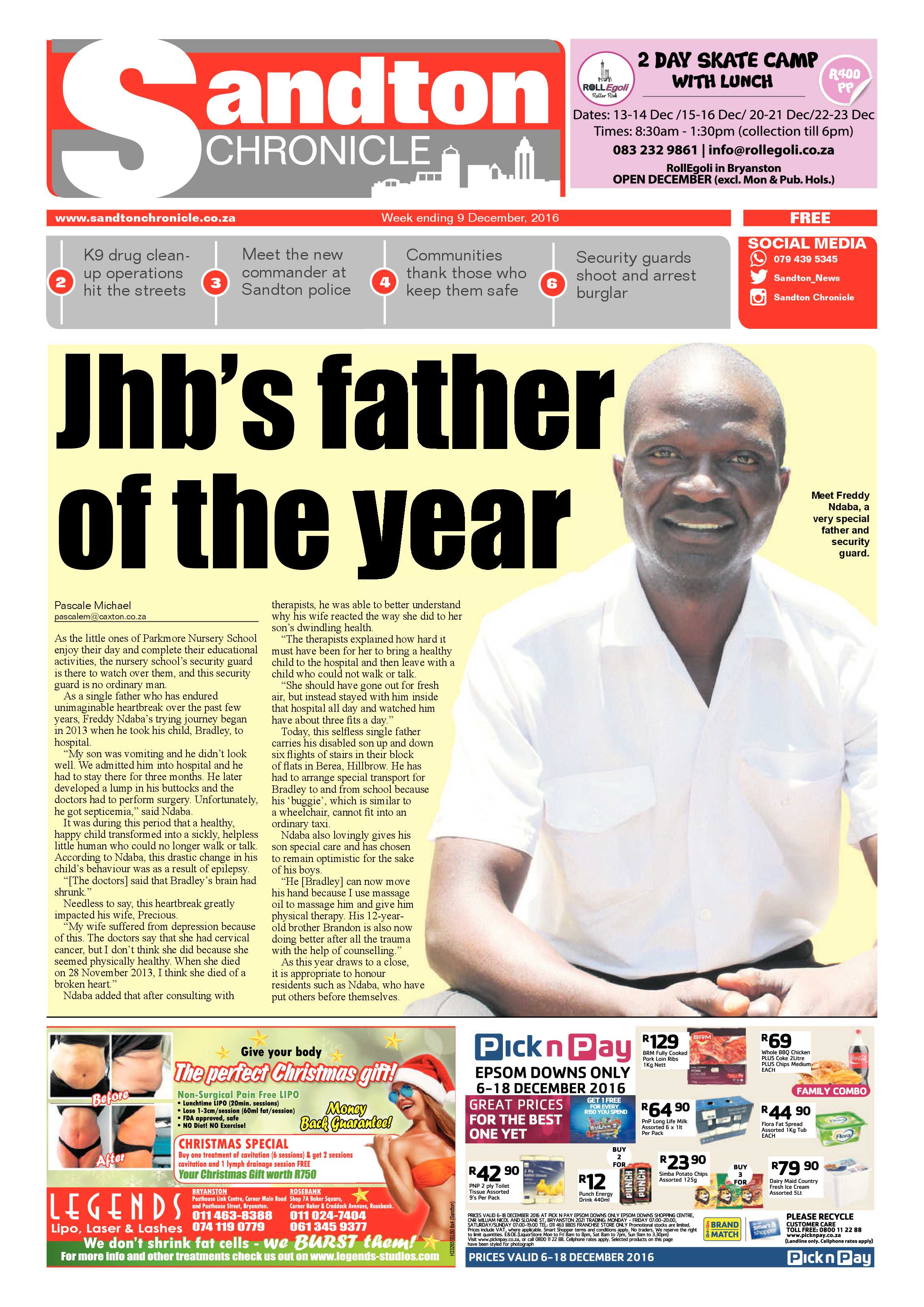 Sandton Chronicle 9 December 2016 page 1