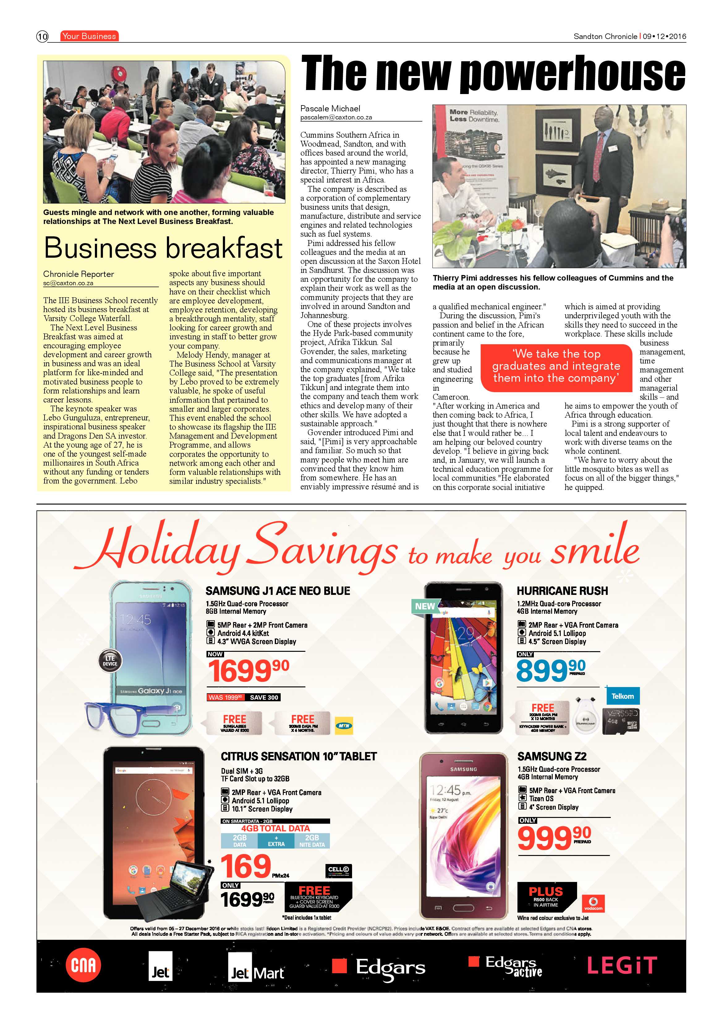 Sandton Chronicle 9 December 2016 page 10