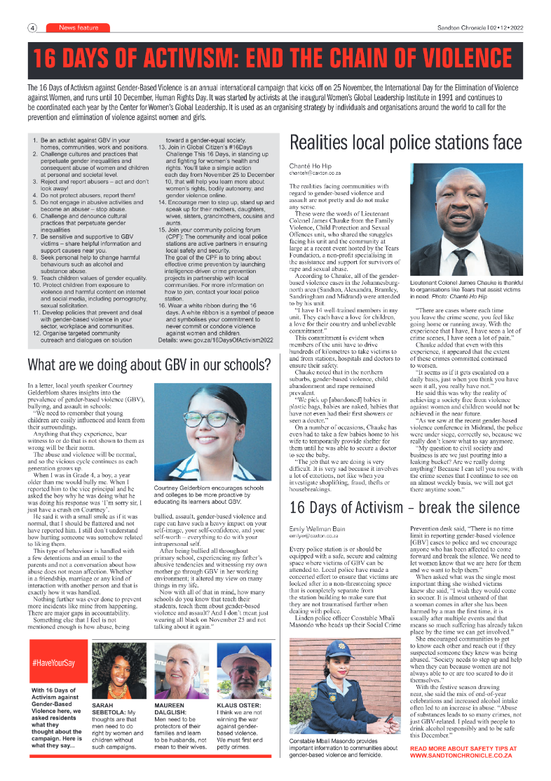 Sandton Chronicle Dec 2 2022 page 4