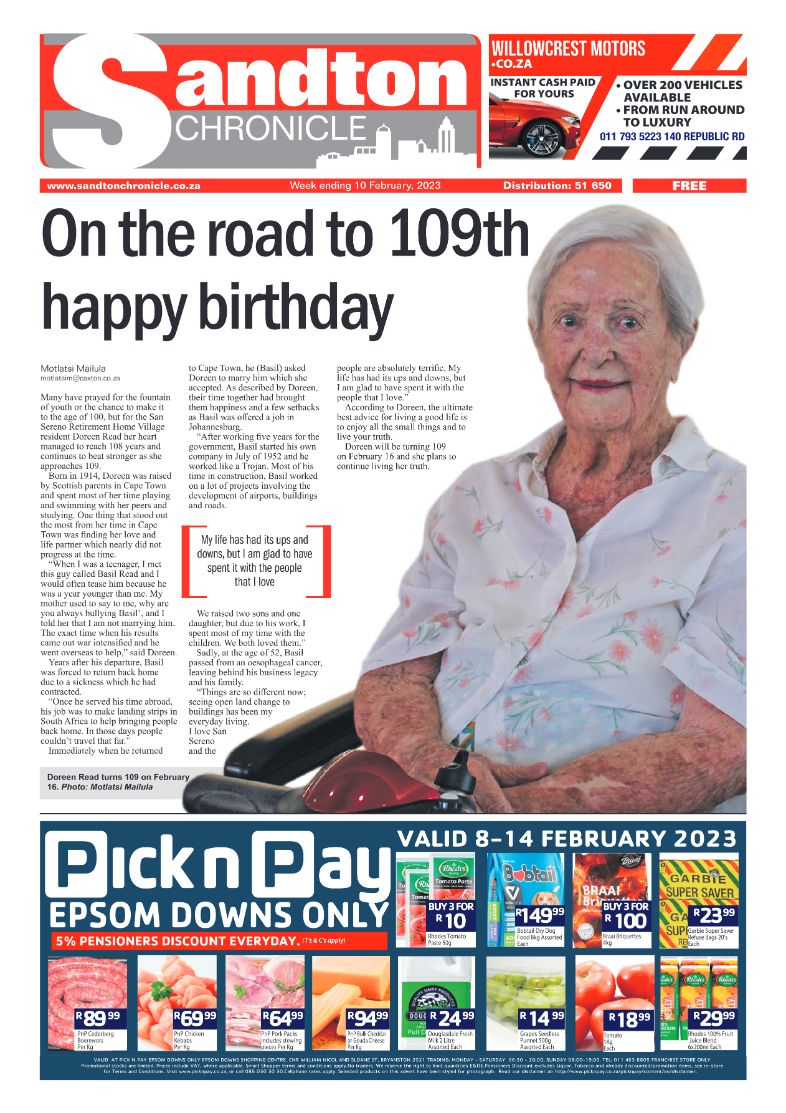 Sandton Chronicle Feb 10 2023 page 1