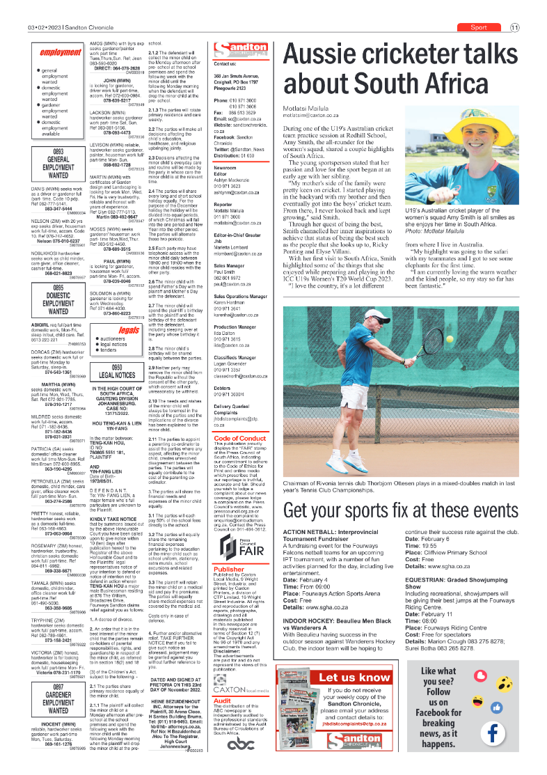 Sandton Chronicle Feb 3 2023 page 11