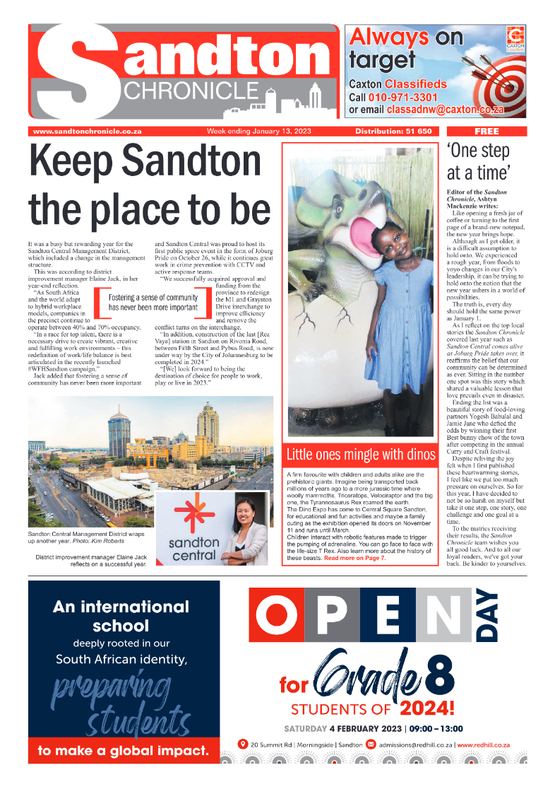 Sandton Chronicle January 13 2023 page 1