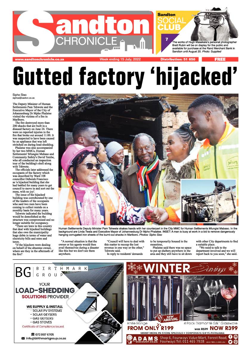 Sandton Chronicle July 15 2022 page 1