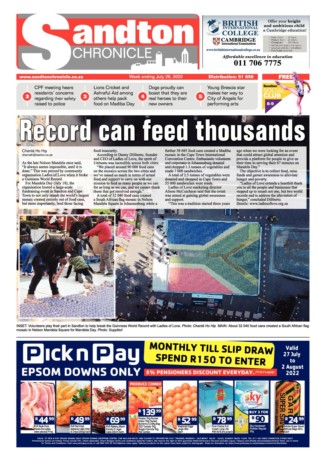 Sandton Chronicle July 29 2022 page 1