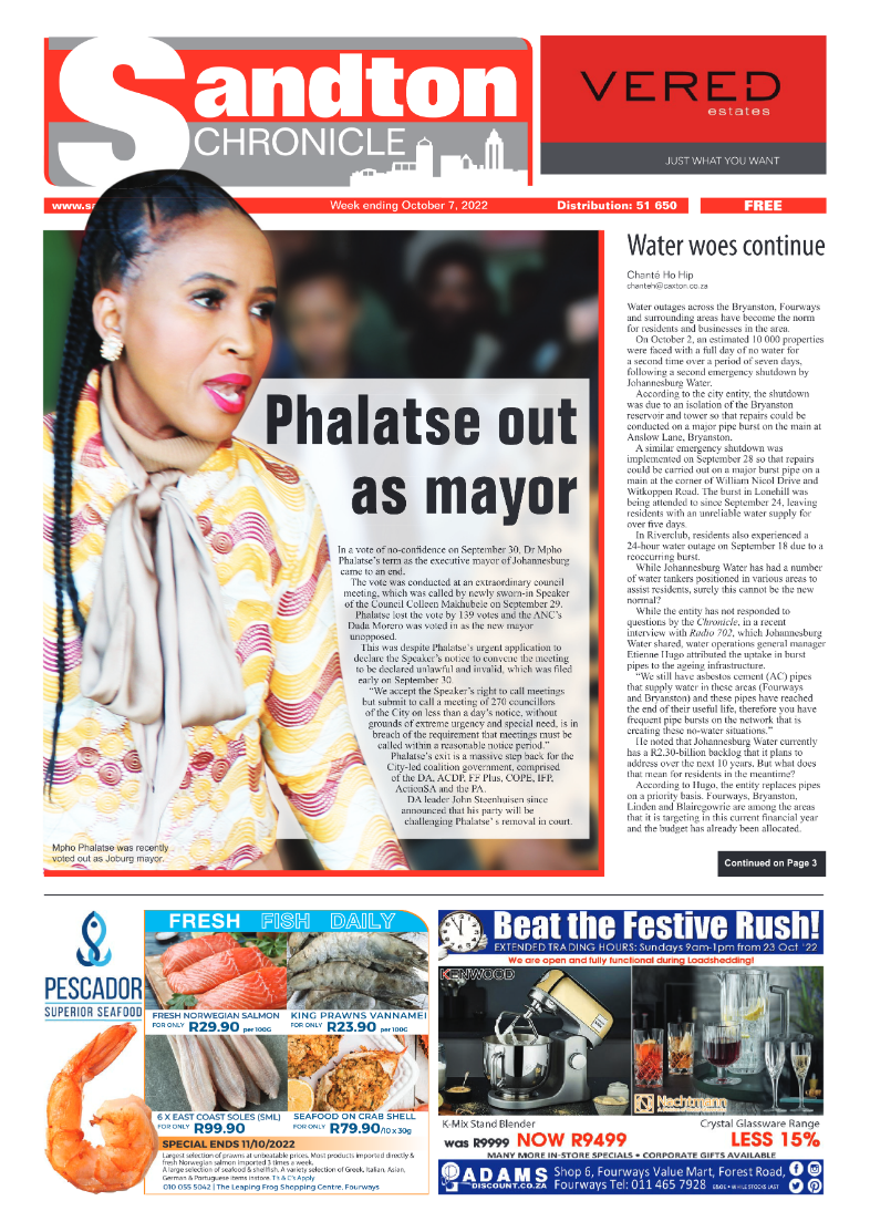 Sandton Chronicle October 7 2022 page 1