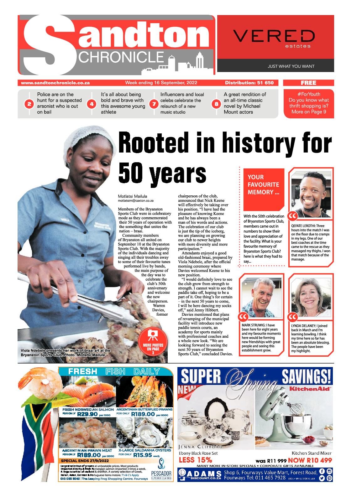Sandton Chronicle September 16 2022 page 1