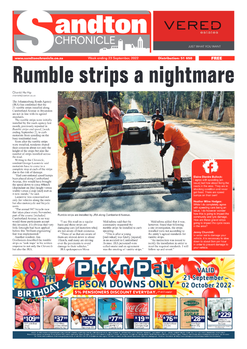 Sandton Chronicle September 23 2022 page 1