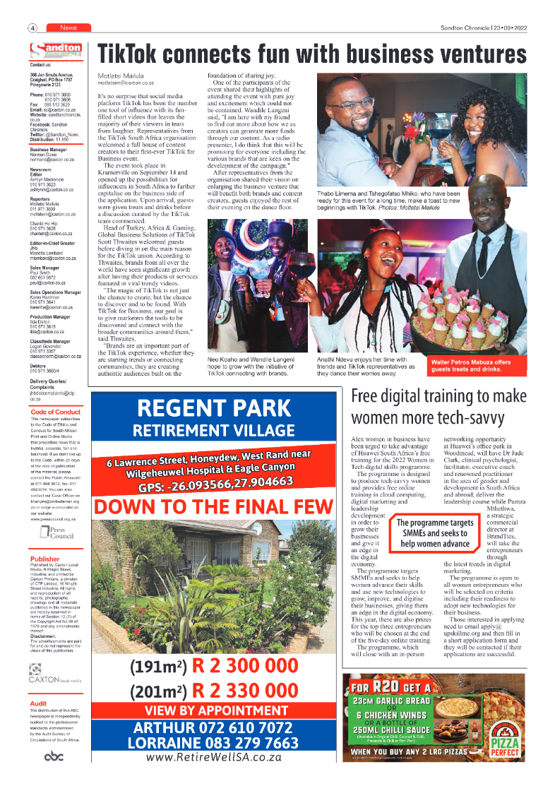 Sandton Chronicle September 23 2022 page 4