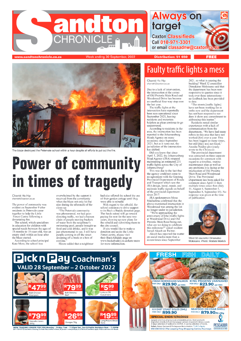 Sandton Chronicle September 30 2022 page 1