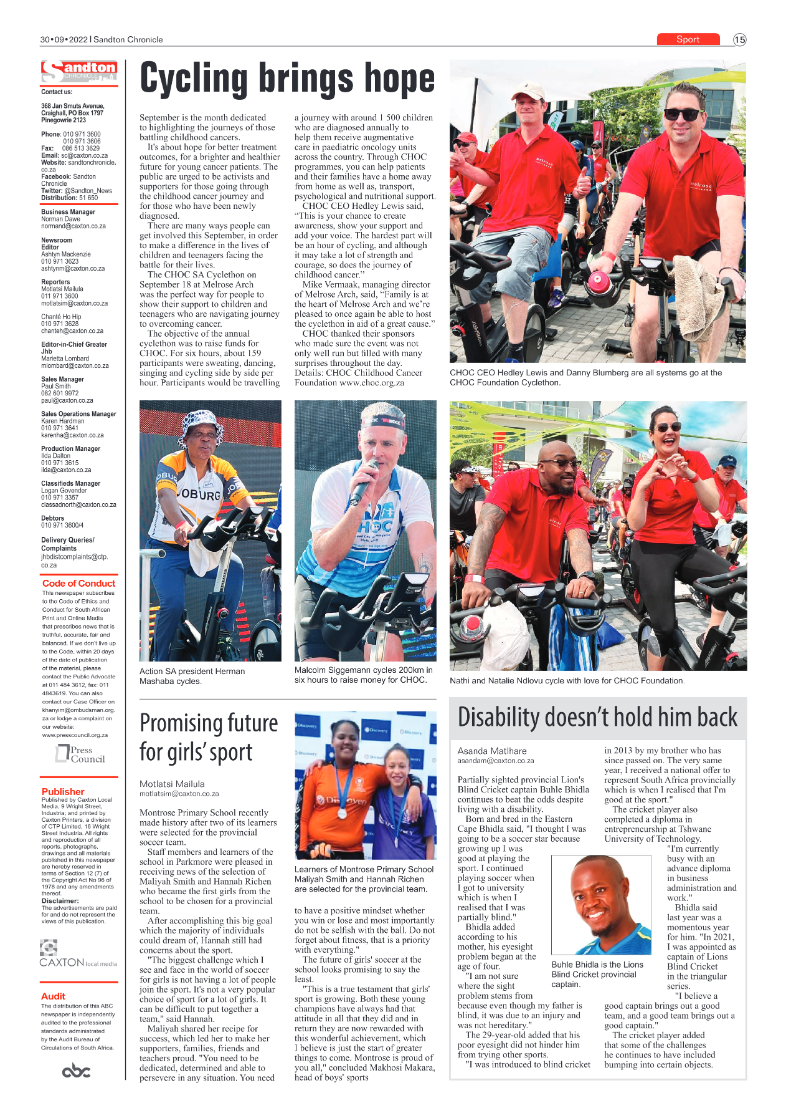 Sandton Chronicle September 30 2022 page 15