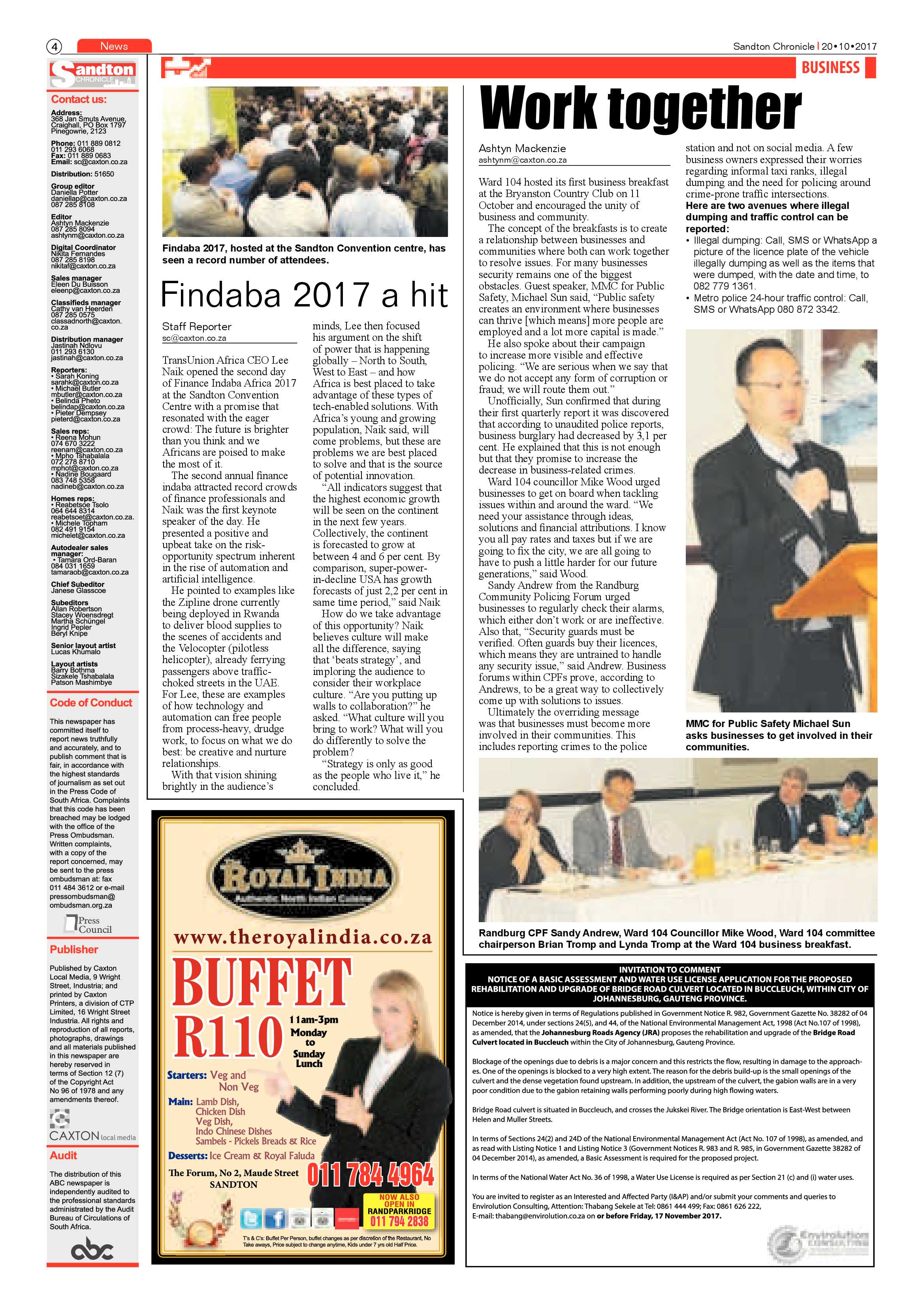 Sandton Chronicle 20 October 2017 page 4