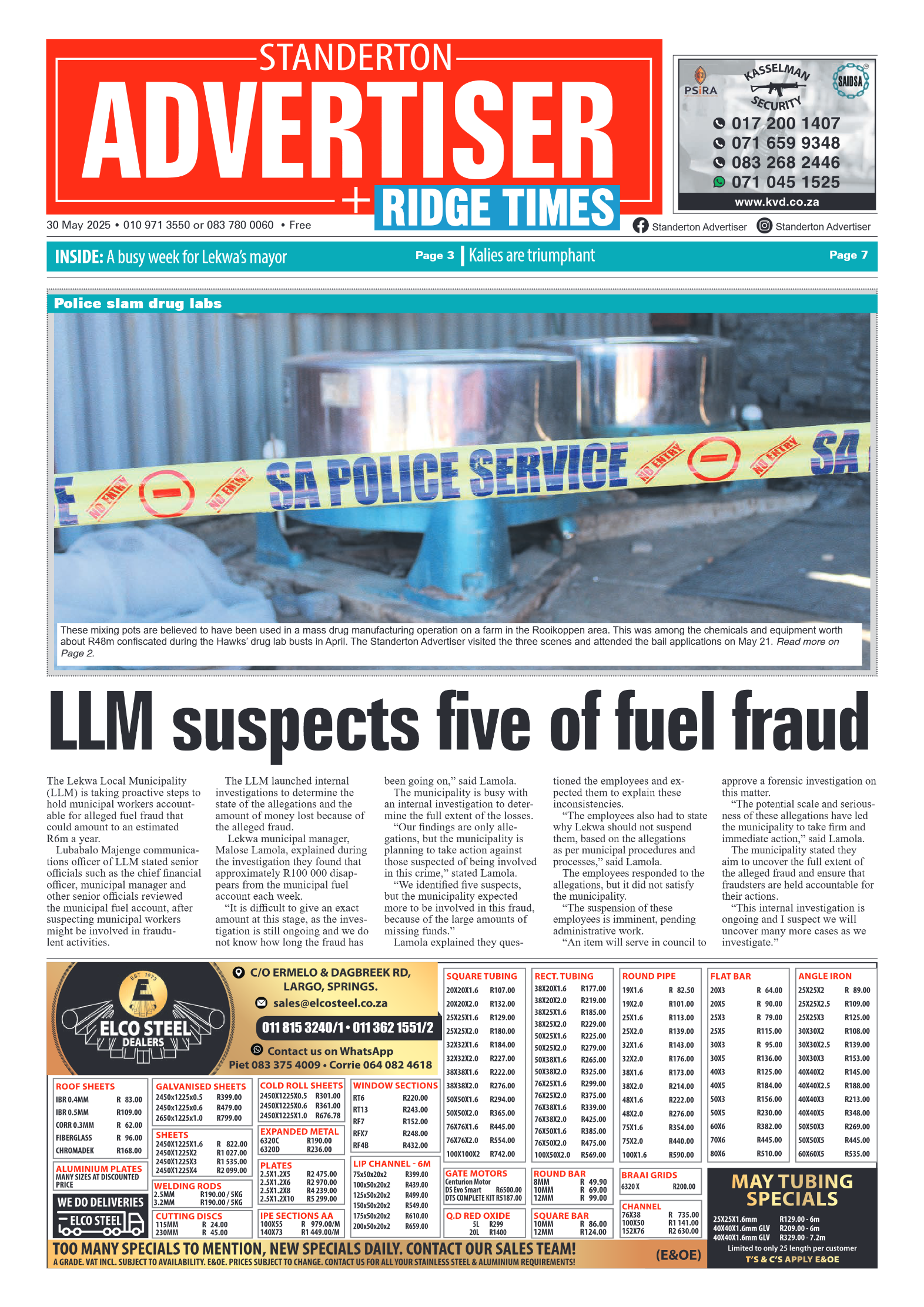 Standerton Advertiser 30 May 2025 page 1