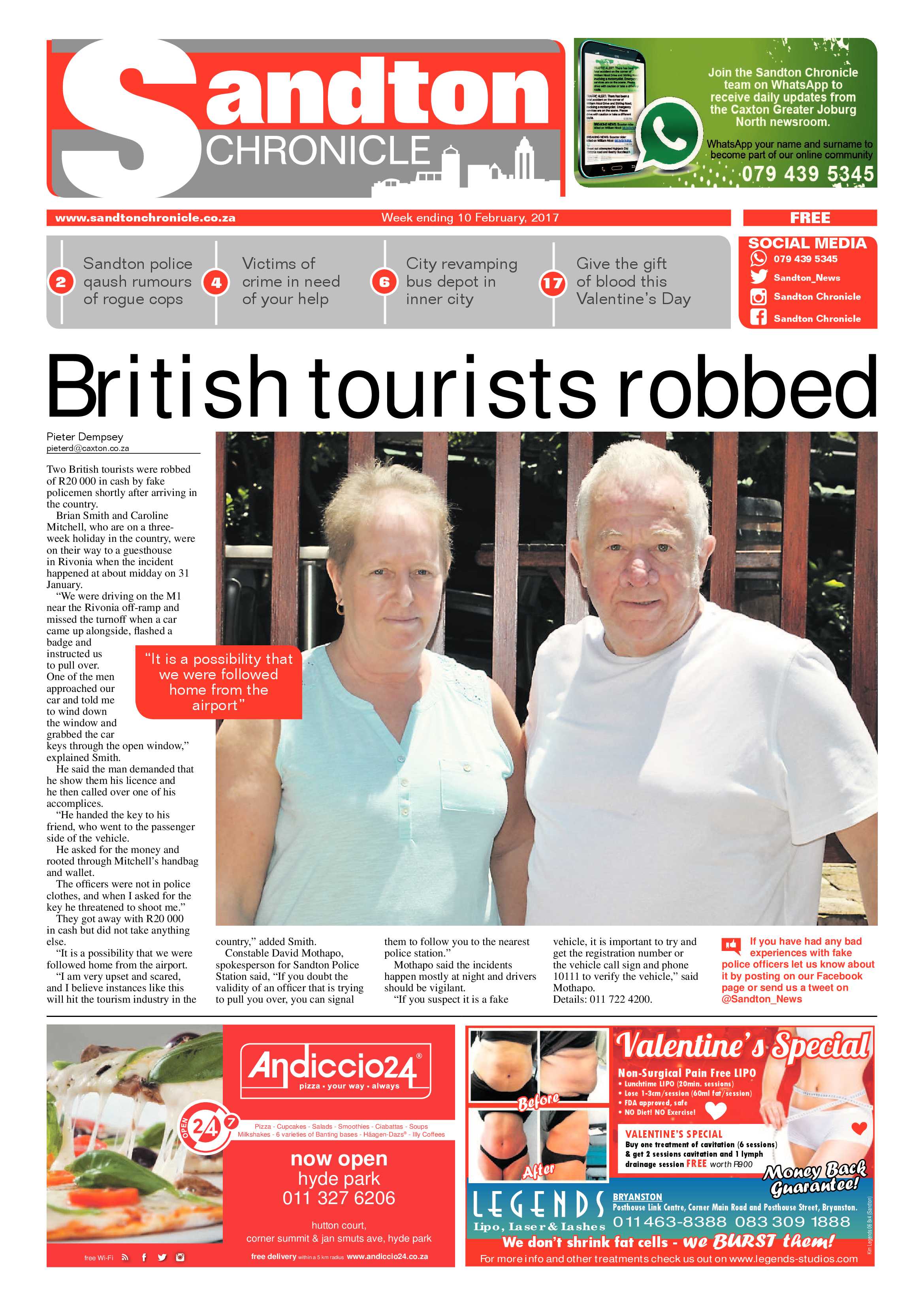 Sandton Chronicle 10 February 2017 page 1