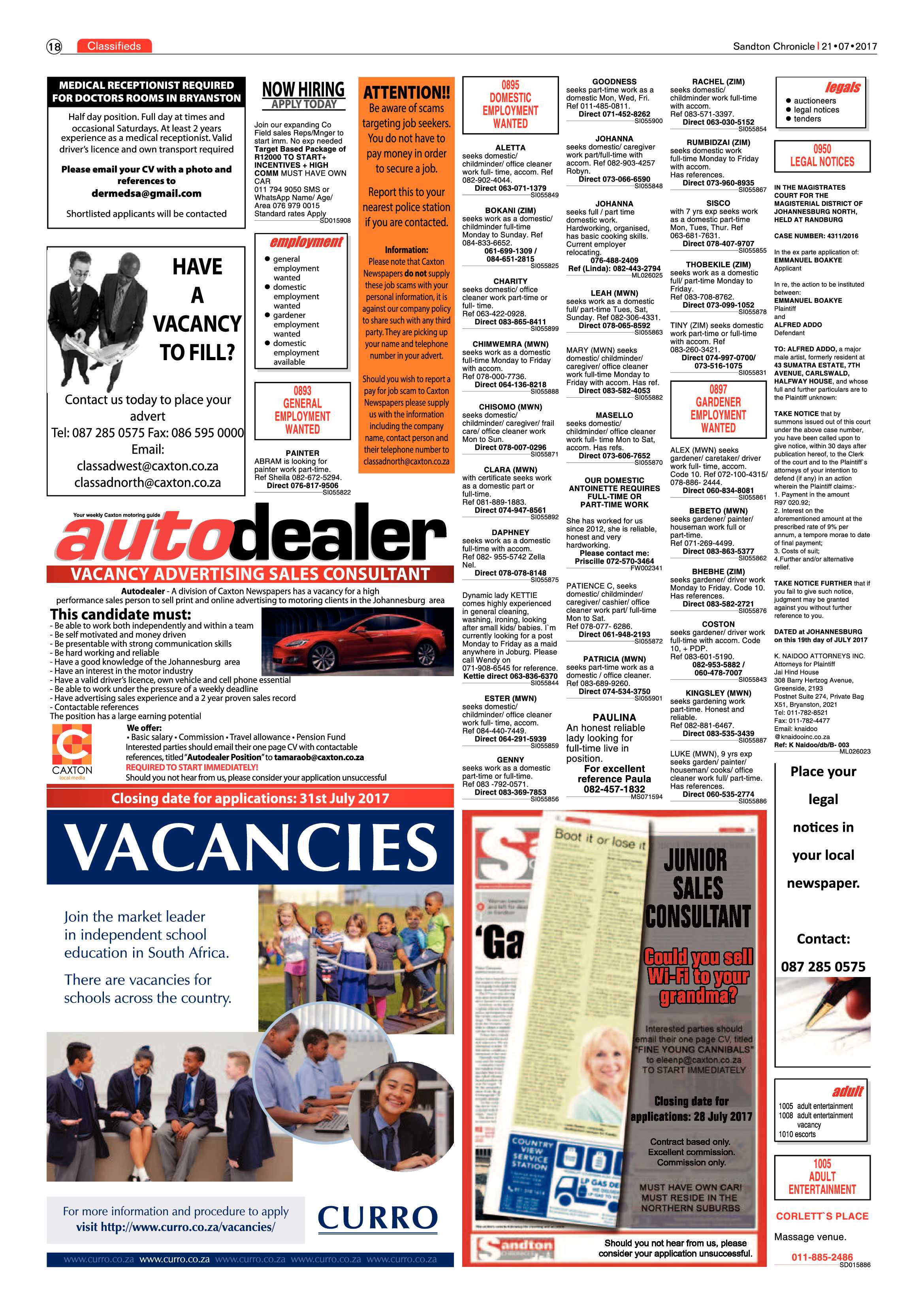 Sandton Chronicles 21 July 2017 page 18