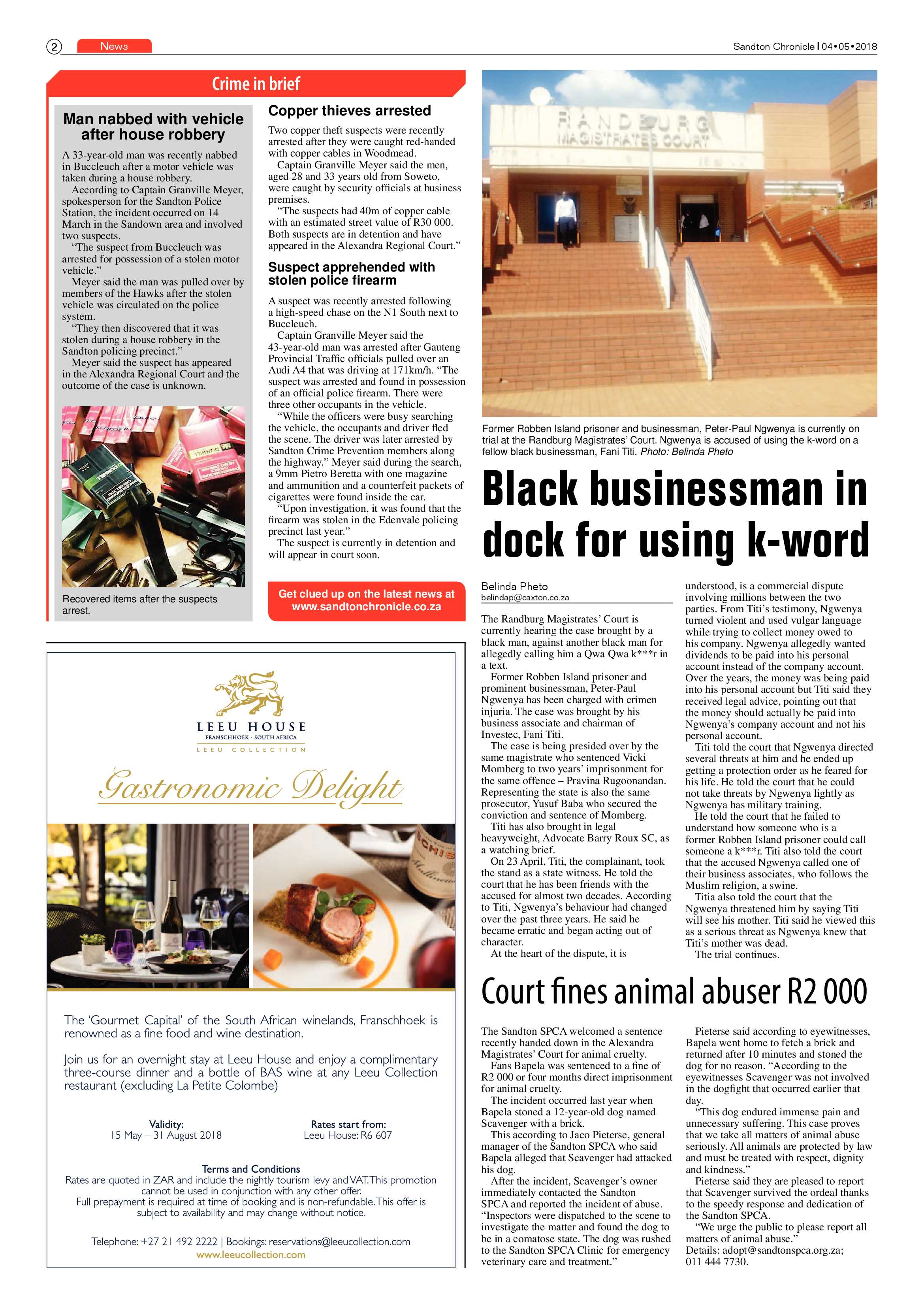 Sandton Chronicle 4 May 2018 page 2